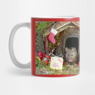 christmas mice at winter log cabin very festive Mug